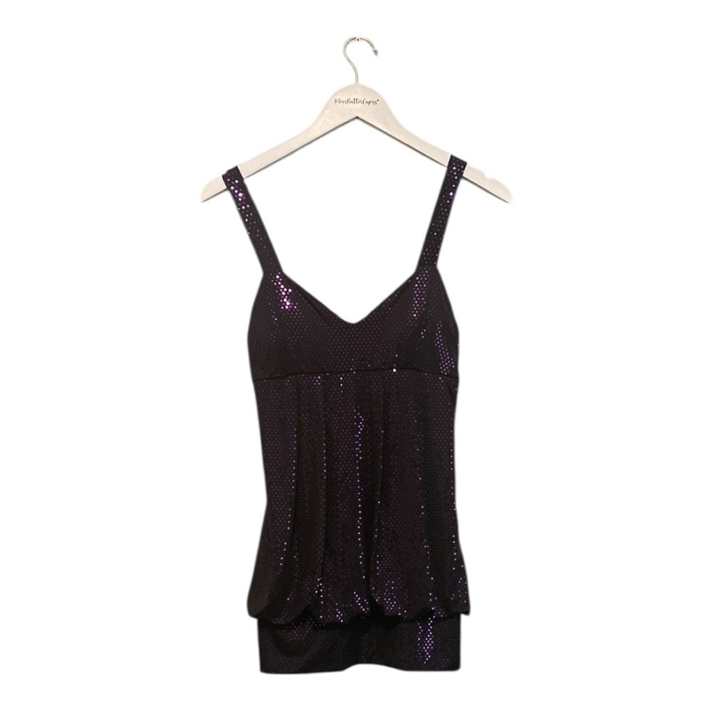 Vintage Purple Sequin Sleeveless Top/tunic | Size Large